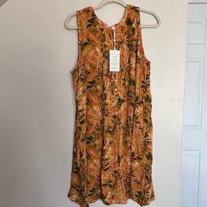 Garnet Hill Midi Dress Orange Pink Livvy Sundial Floral Crepe Sleeveless Dress
